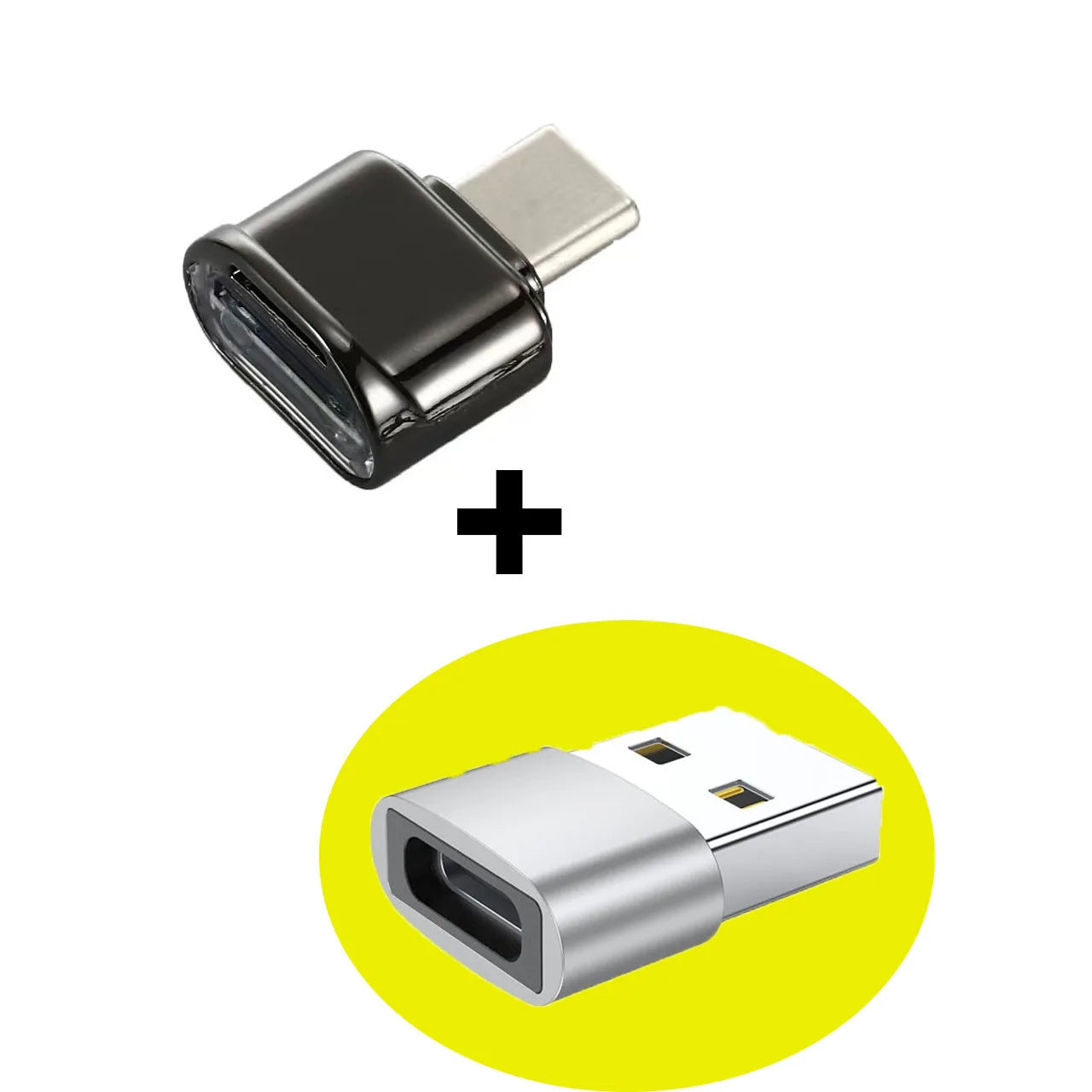 2 Pcs TF Card Reader, Silver USB C to USB Adapter, Suitable for iPhone 17/17 Pro and Other Mobile Phones