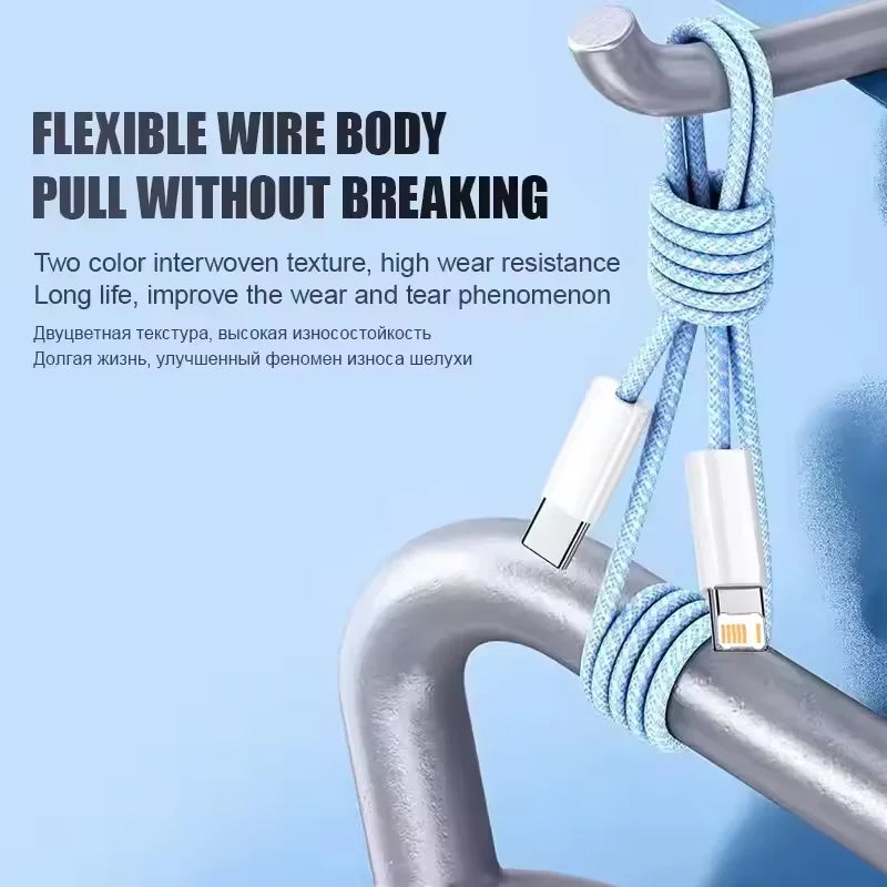 1m 2mPD Braided 35W Fast Charge Cable For iPhone 13 14 Pro Max 11 12 mini X XR XS Max 7 8 Plus Quick Charging USB-C Data Cables