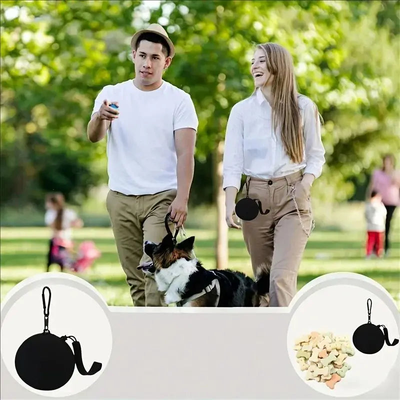 1Pc Silicone Pet Treat Pouch Portable Travel Training Bag Round Silicone Snack Bag for Dogs and Cats Pet Accessories