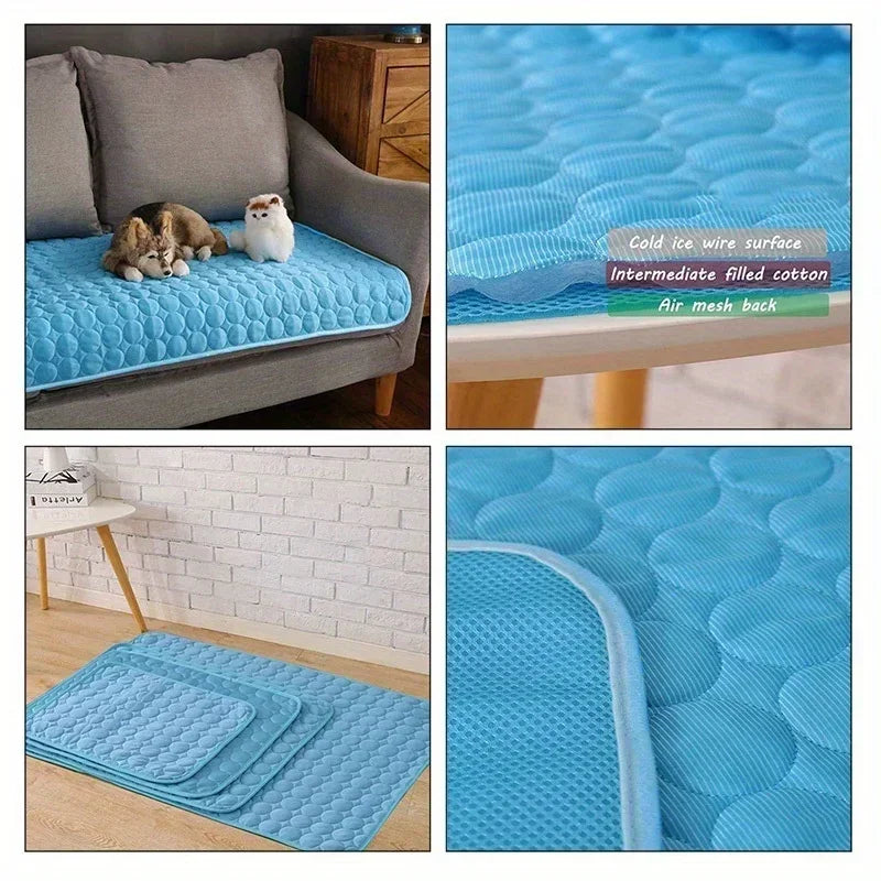 Summer Pet Ice Pad Cool Sleeping Mat Breathable Ice Silk Washable Pet Bed Durable Dog Cat Cushion Pet Supplies for Home Outdoor