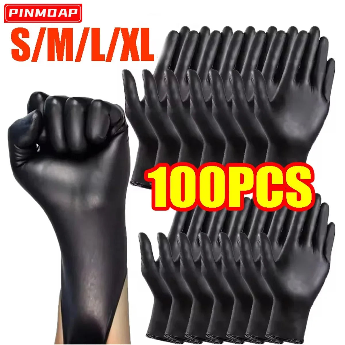 100/50/20/10pcs Black Nitrile Gloves Thickened Disposable Cleaning Hairdressing Gloves Waterproof Household Industrial Gloves