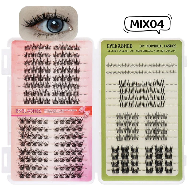 DINGSEN Eyelash Clusters Book Large Capacity Volume Individual Lashes Book Natural Long DIY Cluster Eyelash Extensions Makeup