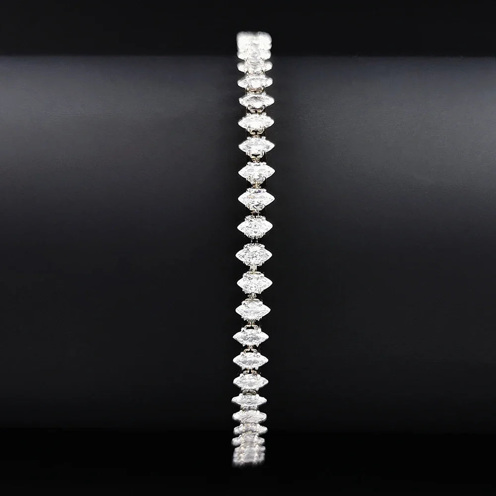 2024 New Marquise Oval Square Cut Luxury Silver Color on Hand Tennis Bracelet Bangle for Women Party Gift Jewelry S7062