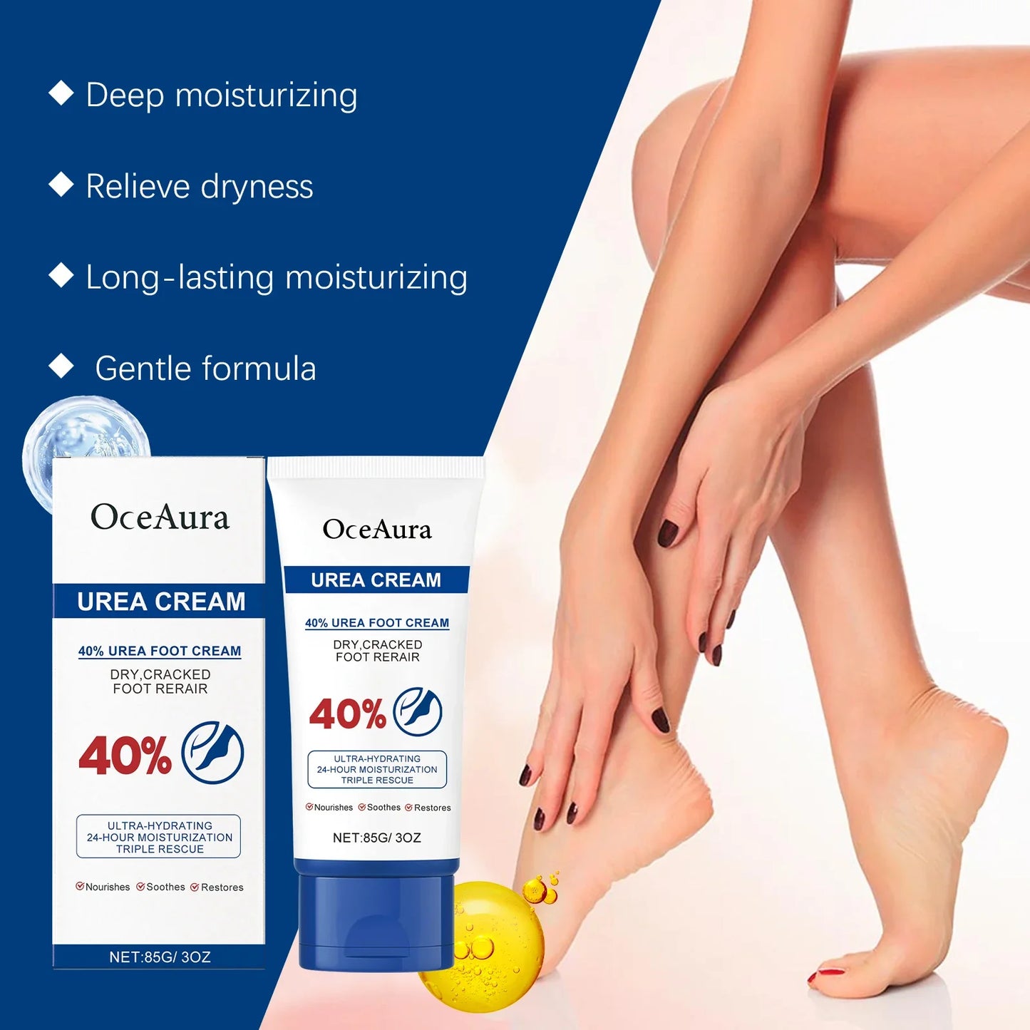 40% Urea Foot Cream Softening Dry Cracked Heels Deep Moisturizing Improve Roughness Remove Callus Exfoliation Foot Care Cream