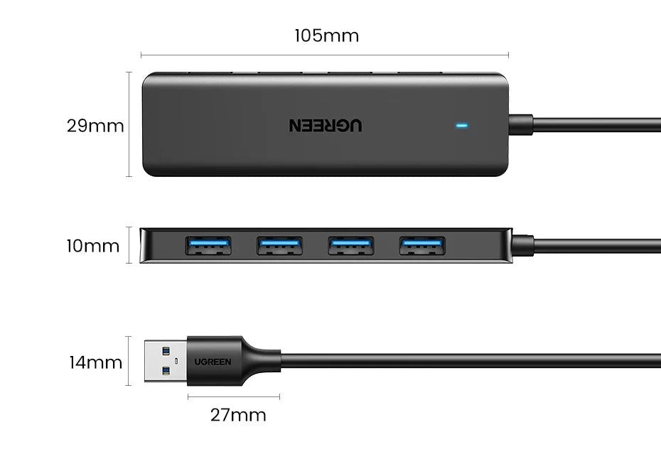 UGREEN USB 3.0 HUB 4 Ports USB-C HUB Slim for Mouse Keyboard Compatible with MacBook Pro Air Laptop Desktop PC Xbox PS5 Splitter