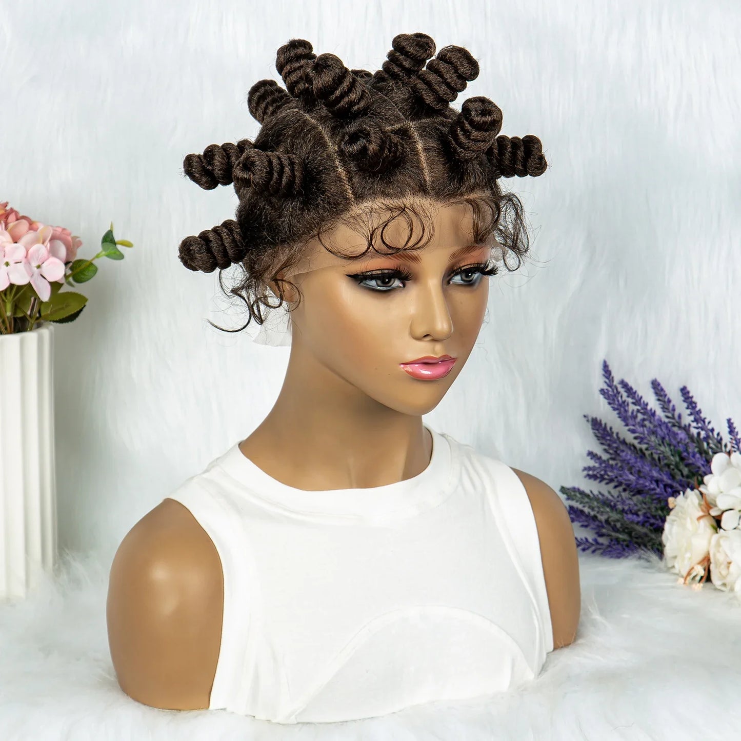 Knotless Braids Wig with Twist Buns | Full Lace African Braiding Hair