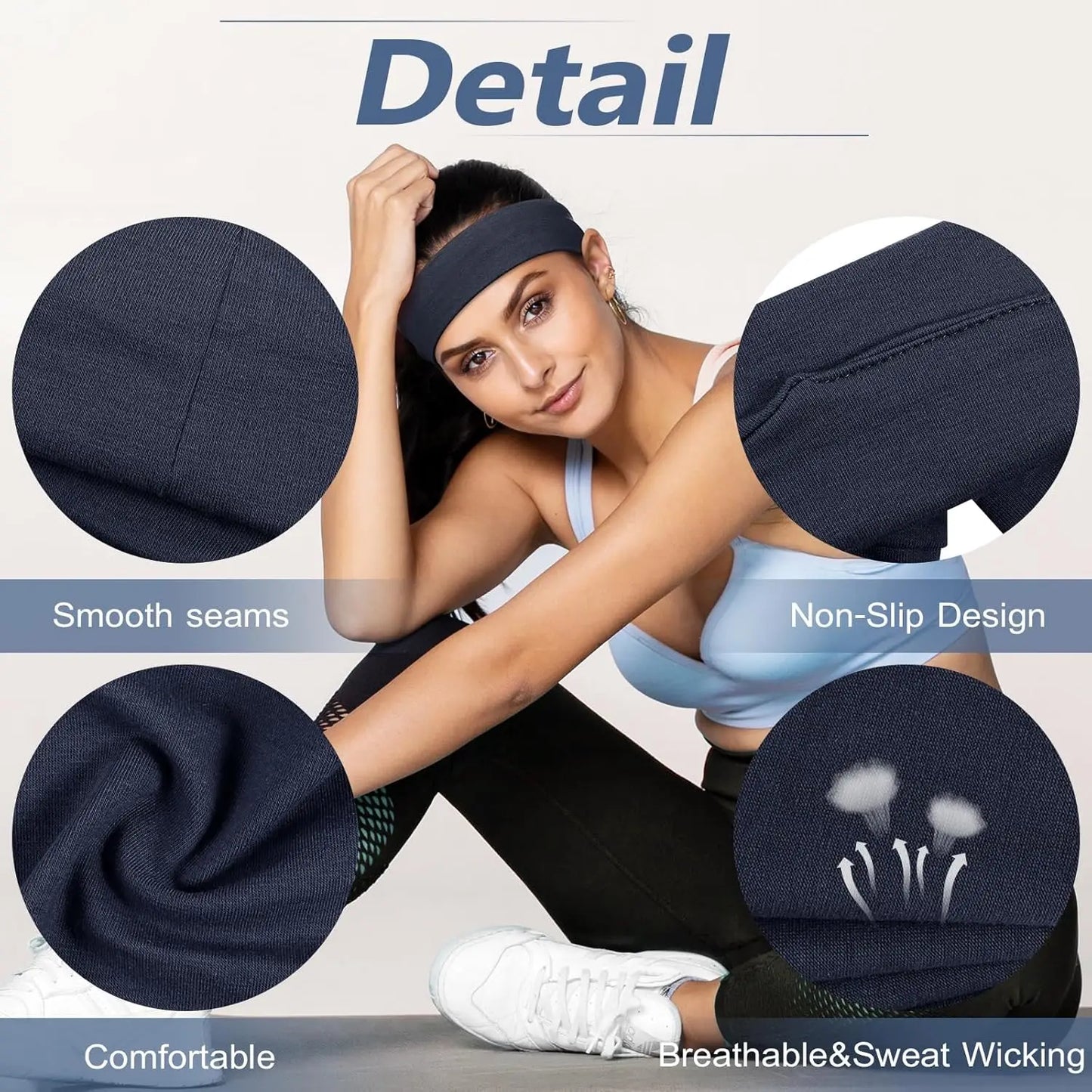 6pcs Simple Basic Solid Color Sports Yoga Headband to Absorb Sweat For Men and Women