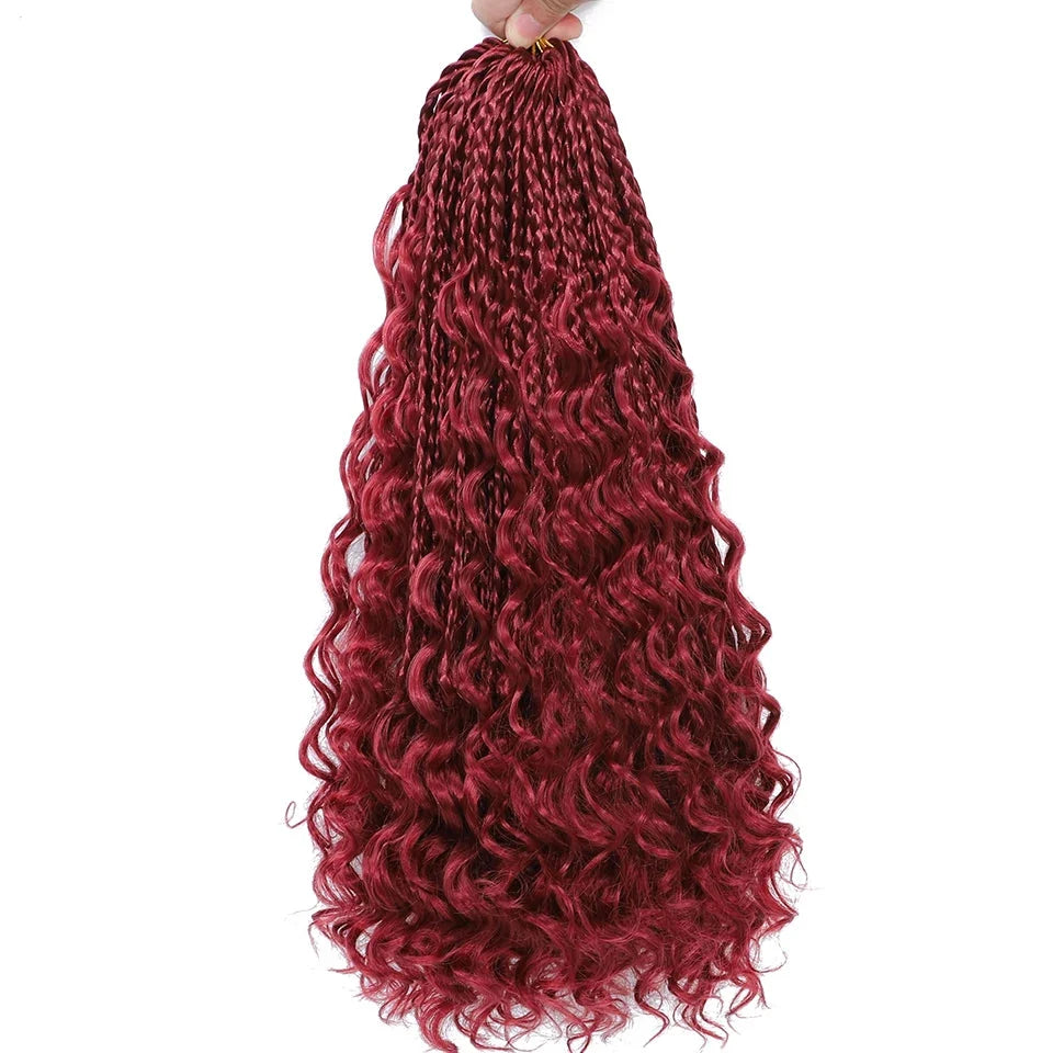 Ombre Goddess Box Braids Crochet Hair with Curly Ends | 14 Inch | 1-6 Packs