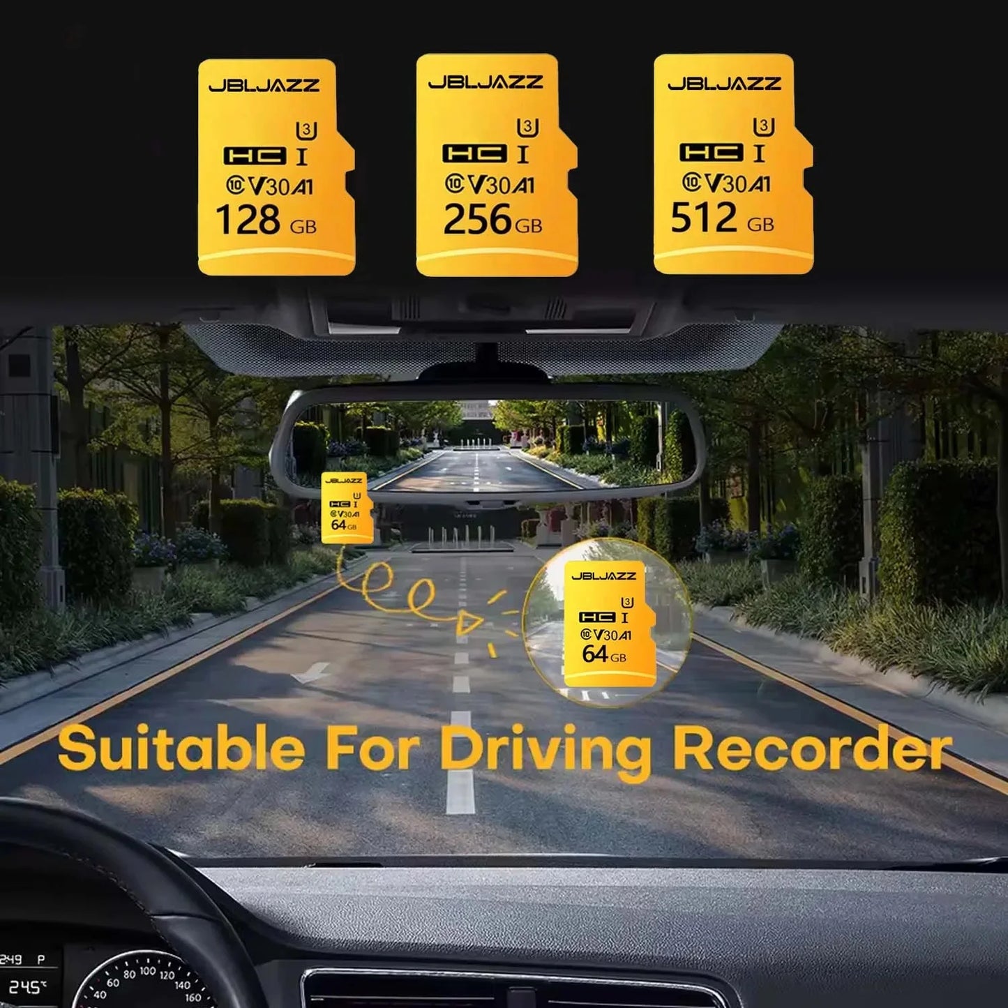 High Speed Micro TF SD Card 128GB 256GB Class 10 U3 V30 Up to 100MB/s for Camera Drone Driving Recorder Waterproof Memory Card
