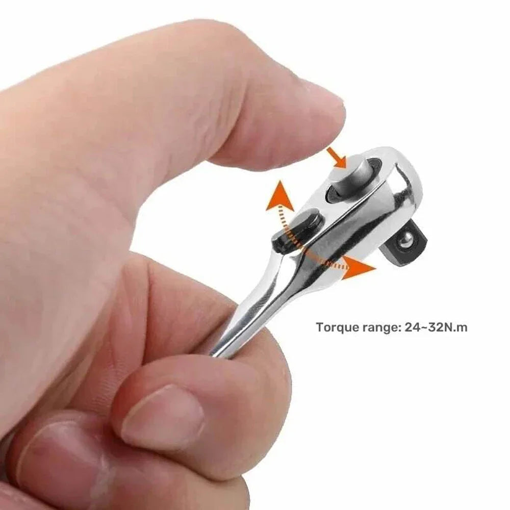 Mini Double Headed Ratchet Wrench 1/4 Inch Drive Socket Screwdriver Bit Driver Quick Release Ratchet Wrench Hand Tools