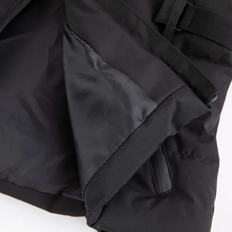 Women's Winter Hooded High Waist Padded Sport Parkas Coats with Belt Female Elegant Thick Warm Pockets Windproof Skiing Jackets
