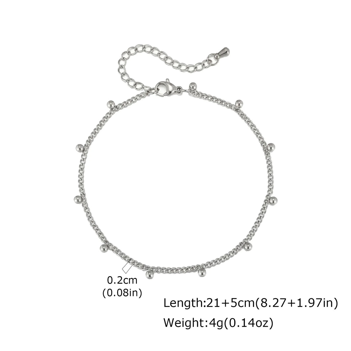 Silver Color Anklet Bracelets for Women Waterproof, Stainless Steel Layered Cuban Chain Herringbone Anklets Summer Beach Gift