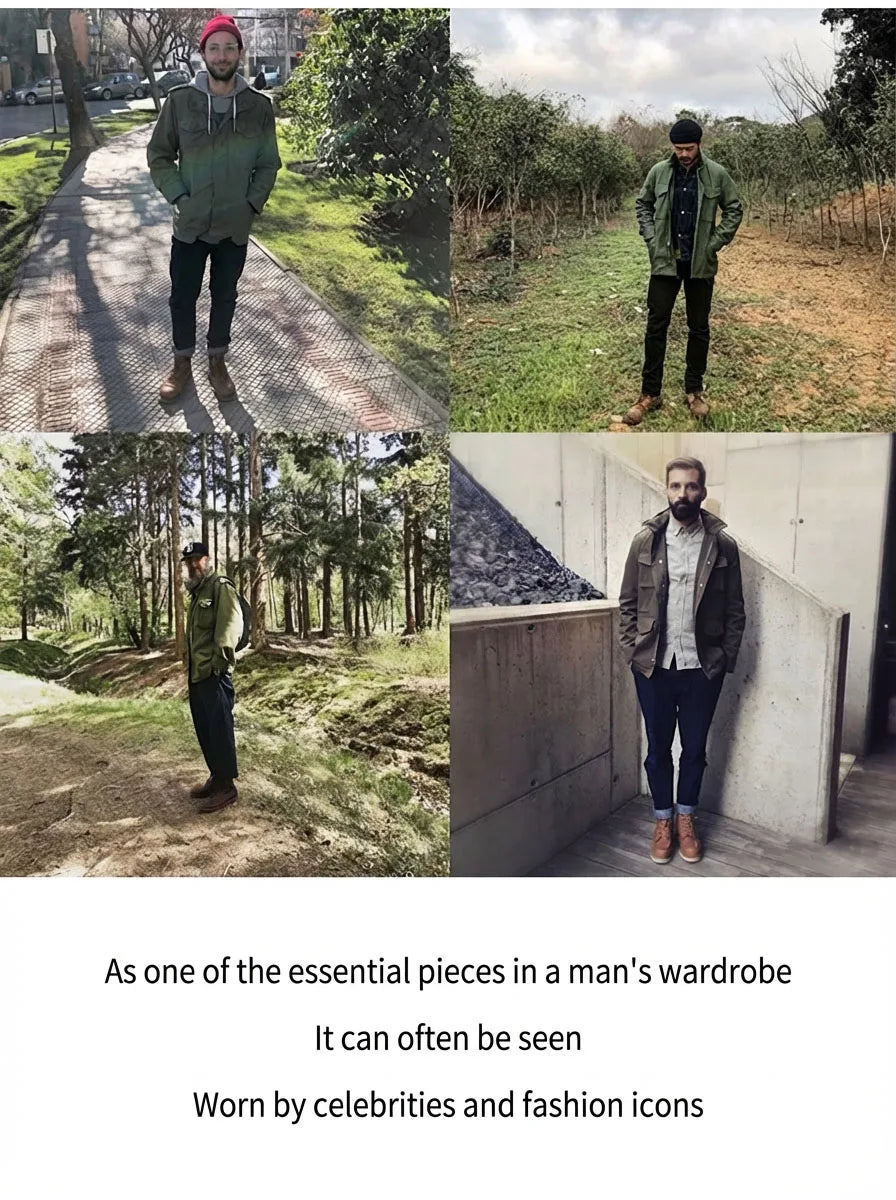 Maden Retro M65 Jackets for Men Green Outdoor Windbreaker Vintage Casual Solid Coat Mens Clothes Multi-Pocket Jacket