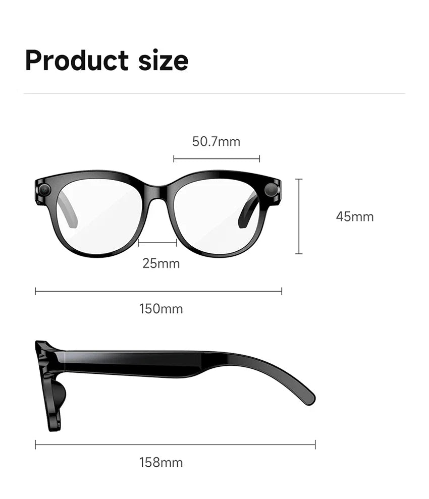 Lenovo 2026 New 8K AI Translation AI Smart Glasses Bluetooth Calling Music Player Camera Control Anti Blue Light Sunglasses