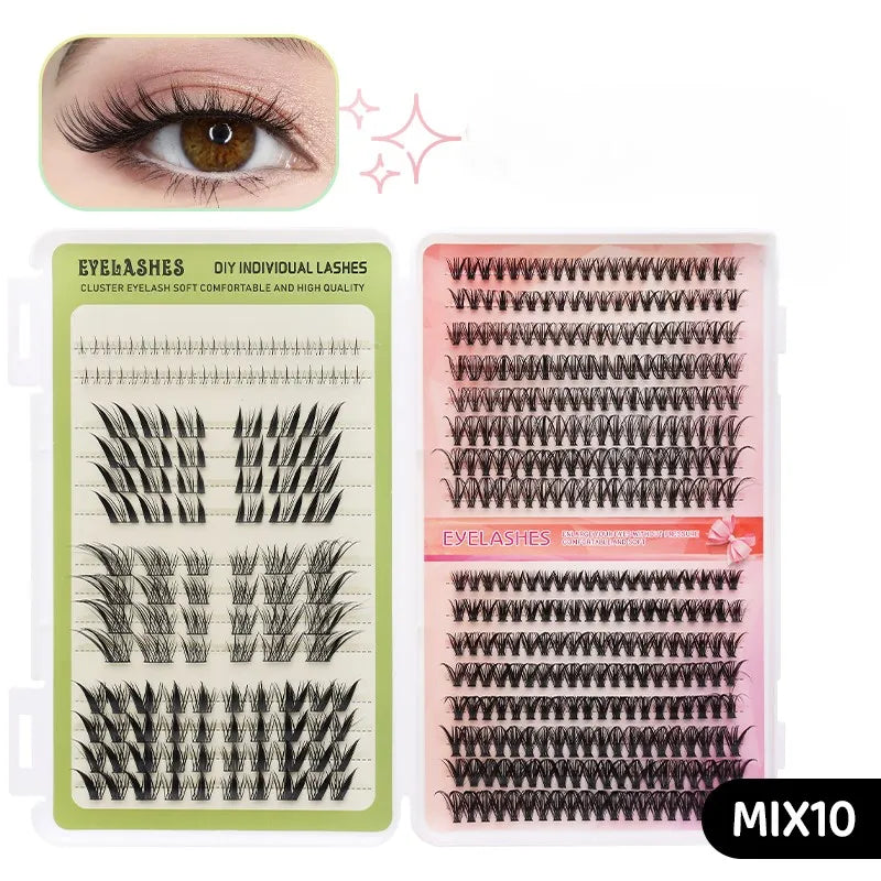 DINGSEN Eyelash Clusters Book Large Capacity Volume Individual Lashes Book Natural Long DIY Cluster Eyelash Extensions Makeup