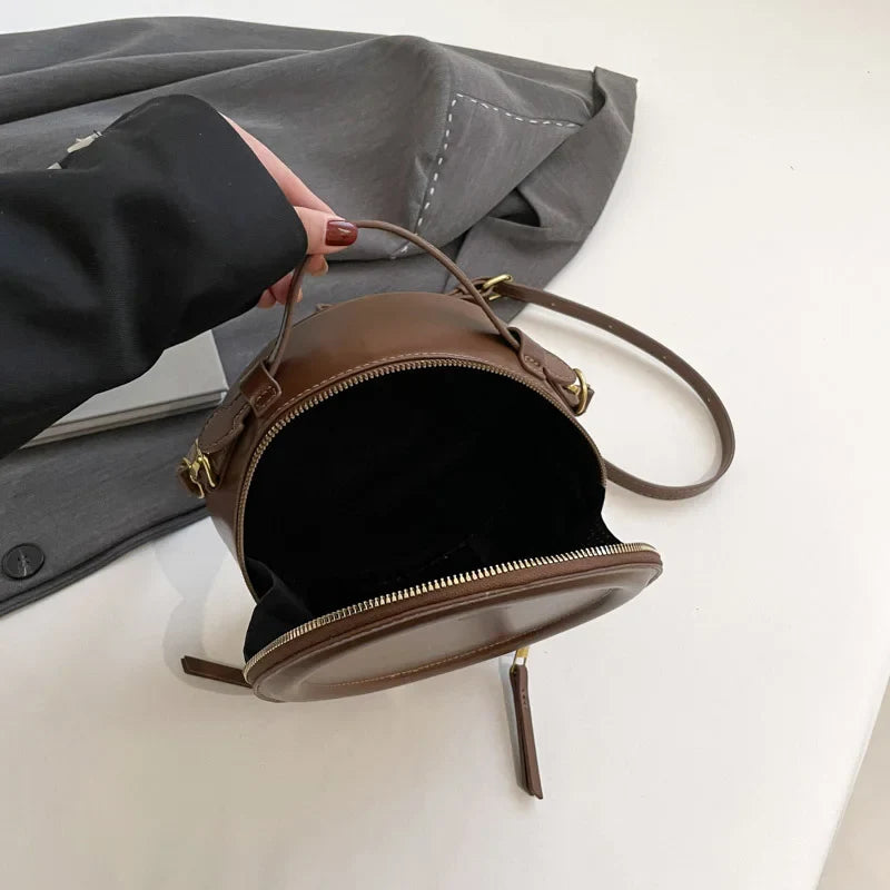 Round Crossbody Bags for Women | High Quality PU Leather Designer Shoulder Bag & Female Clutch Purse (Solid, Soft)
