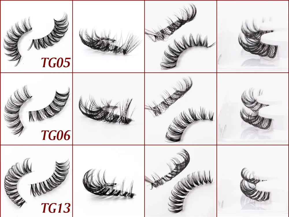 Yiernuo 1/5 Pairs Long Transparent Band Vegan Eyelash D Curl Russian Eyelashes Clear Band Lashes Invisible Band Lashes