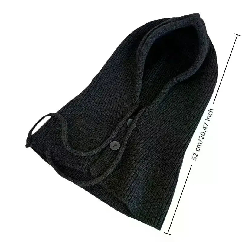 Winter Balaclava Hat Warm Knitted Women's Hood Hat Solid Color One-piece Neck Pullover Cap Outdoor Cashmere Caps