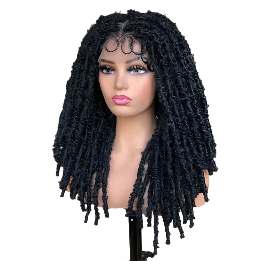 Blue Butterfly Locs Full Lace Braided Wigs For Women Crochet Hair Dreadlocks Meche Faux Locks Braids Extensions Synthetic Hair