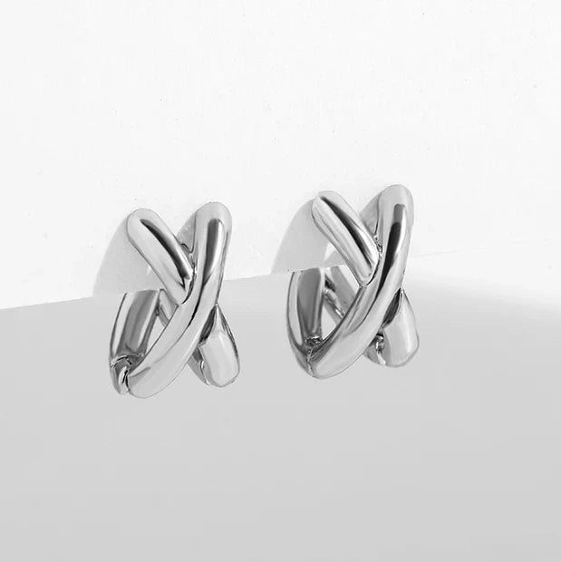 Criss-cross Gold Silver Colors Tiny HuggieHoop Earrings for Women Mini Small Ear Buckle Cartilage Piercing Earrings Punk Jewelry
