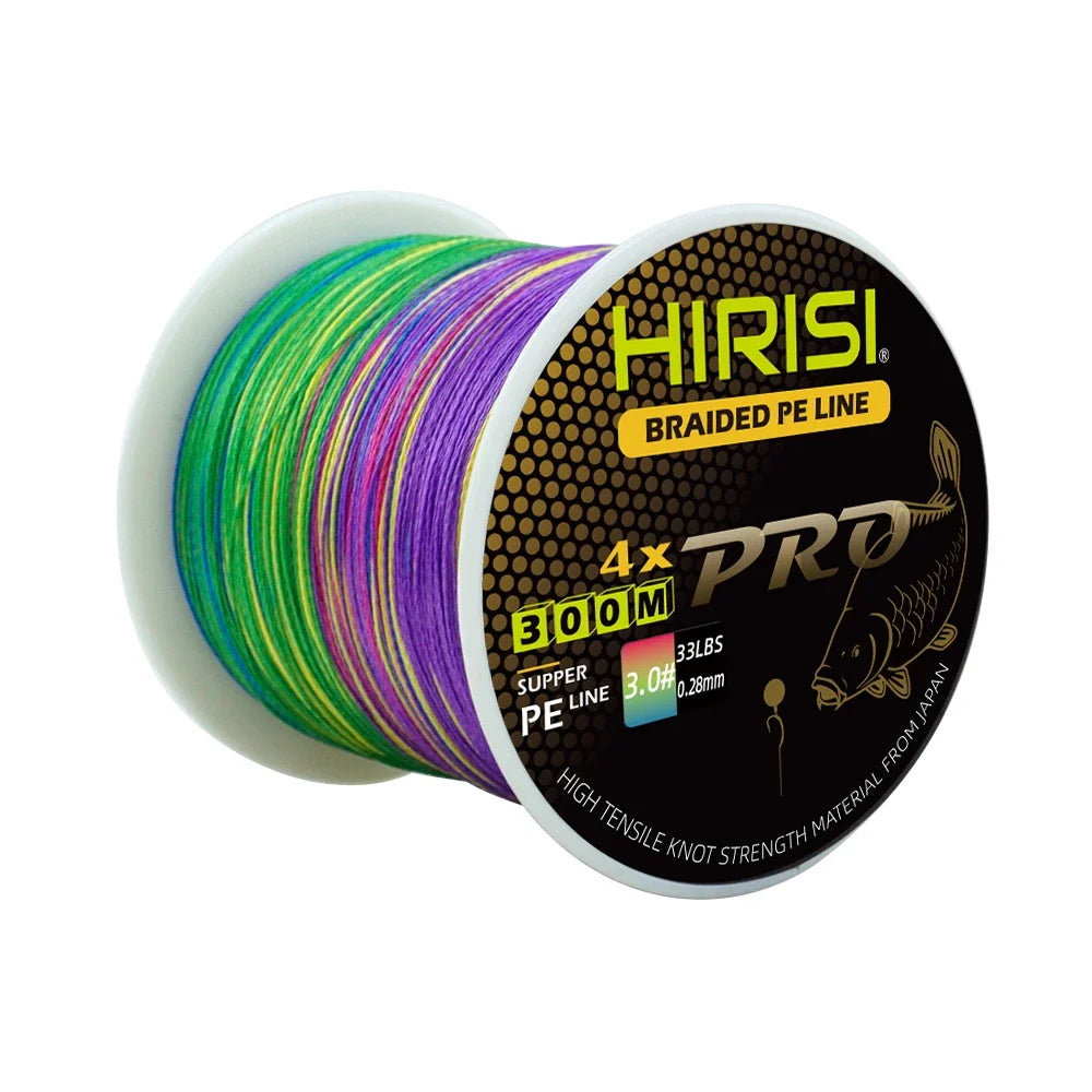 Hirisi Carp Fishing Line 300M Braided PE Line 4 Strands 15-50LB Multifilament Fishing Line Smooth Fishing Accessories