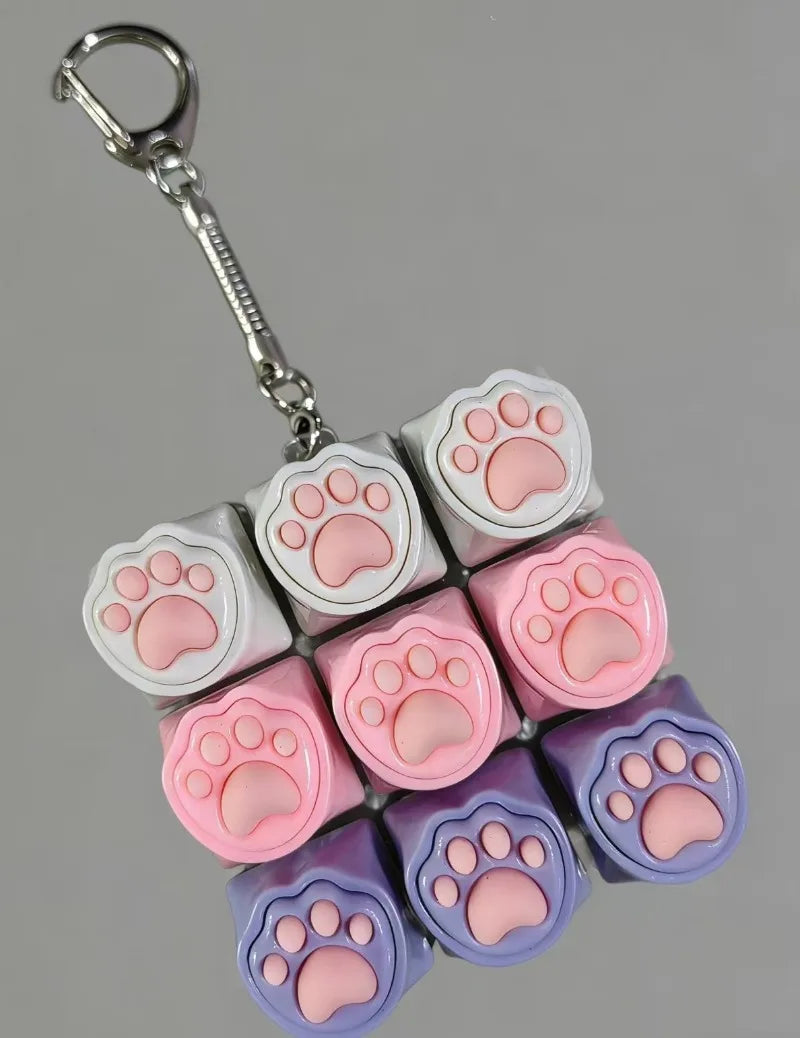 Cute Cat Claw Keychain 9 Keys Keyboard Decompression Keyboard DIY Keyboard Keychain For Adult Gifts