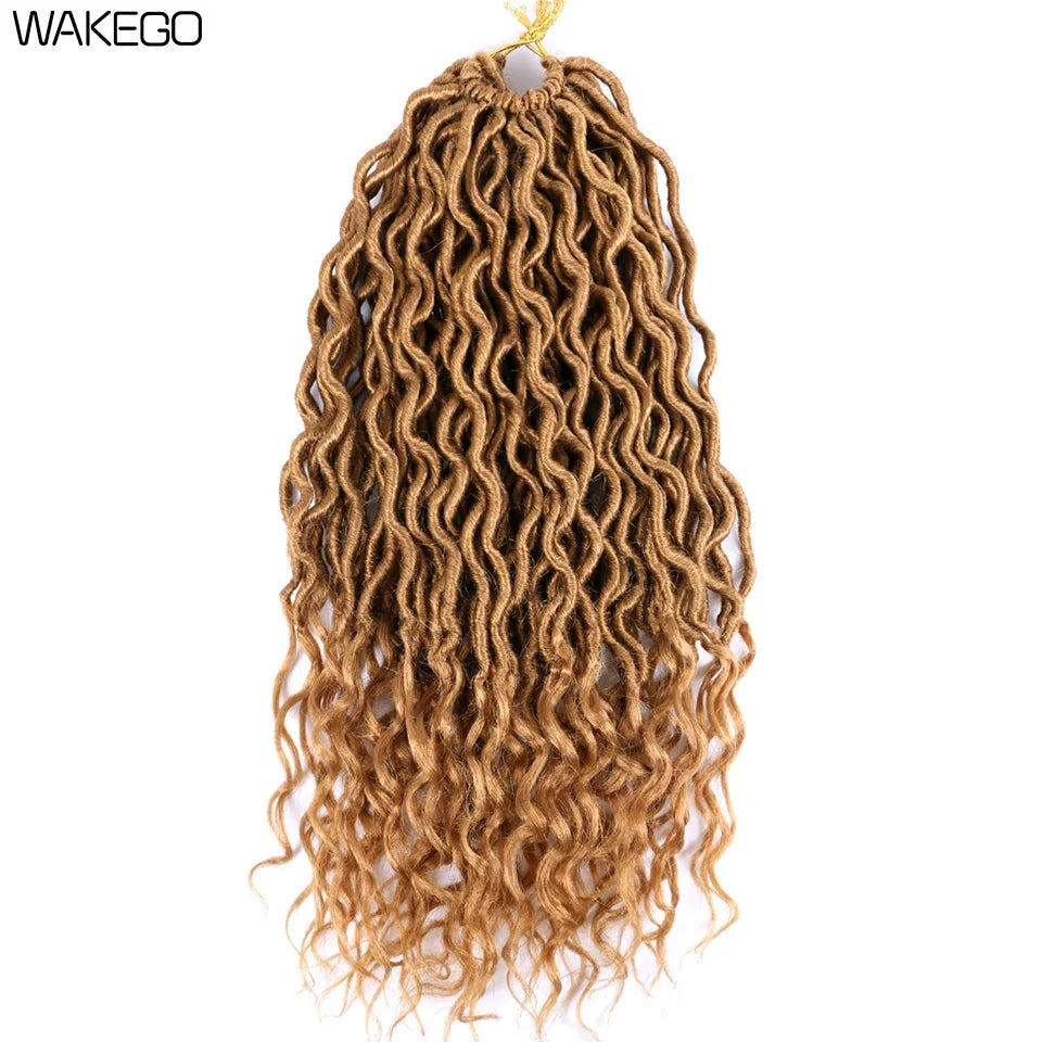 Goddess Faux Locs Crochet Hair | 18" Soft Curly Braids | Ombre Dreadlocks Extensions | 24 Strands/Pack
