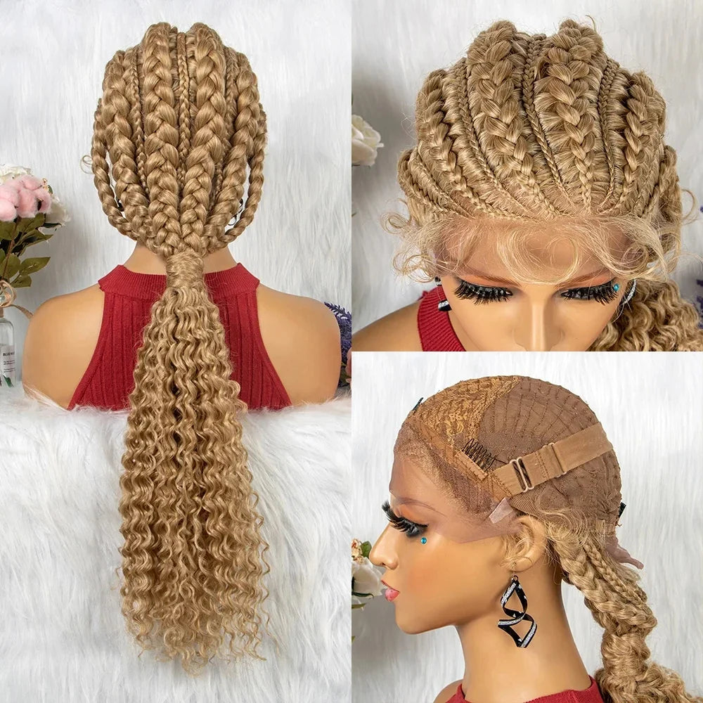 Braided Ponytail Wig | Kinky Curly Lace Front with Baby Hair