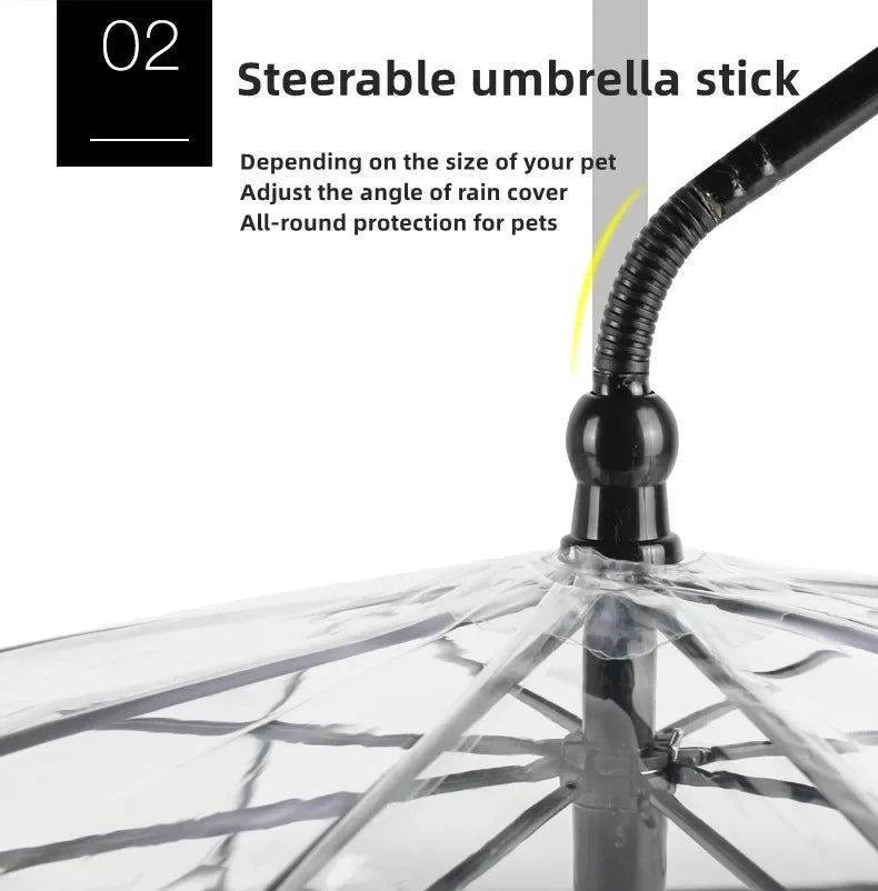 New Transparent Pet Umbrella Well Made Detachable Adjustable Rainy Day Outdoor Dog Walking Leash for Small Dogs Pet Supplies
