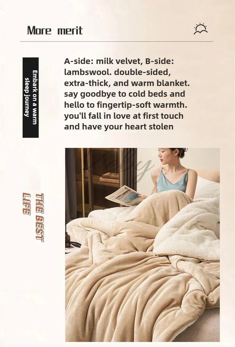 Spring Imitation Lambswool Multi-functional Blanket Queen Blankets for Bed Soft Plush Comfortable Milk Fleece Blanket for Throw
