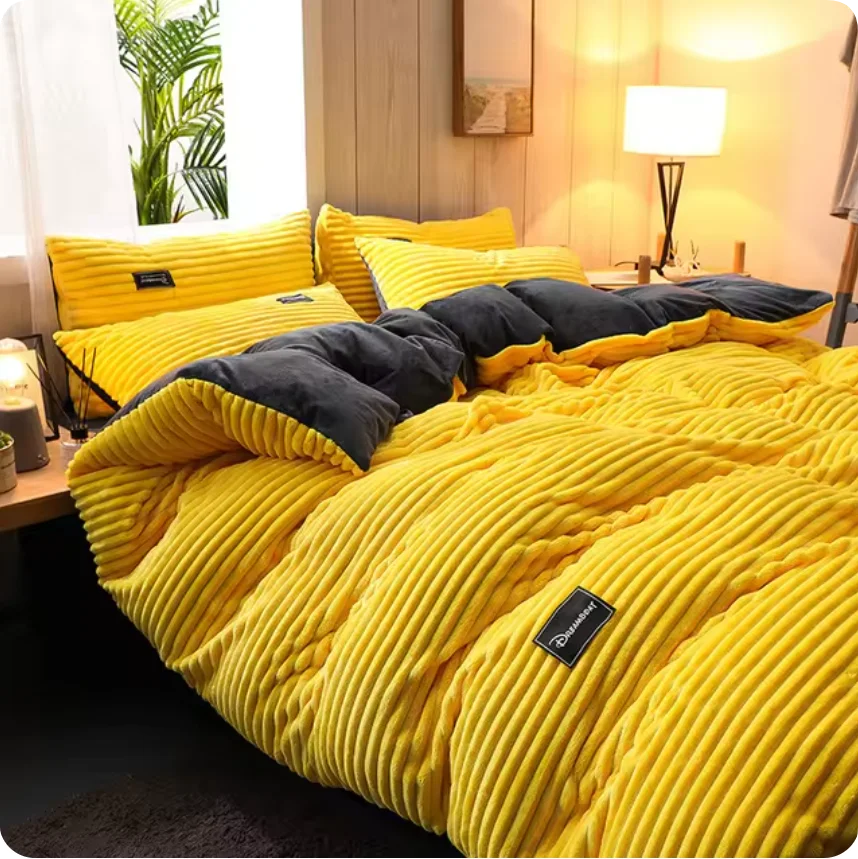 Warm Winter Duvet Cover Bedding Set Thick Solid Color Velvet Double Soft Quilt Cover Twin Queen King Comforter Cover Sets 220*24