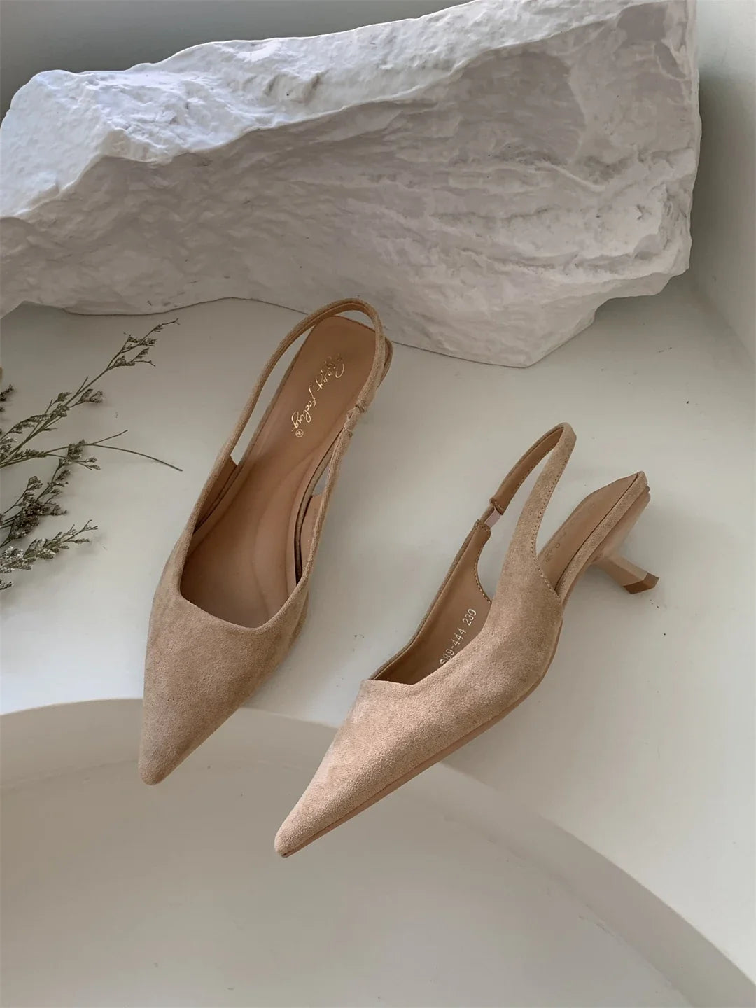 Bailamos Women Sandals Pointed Toe Elegant Low-heel Shoes Summer Fashion Slingback Woman Mules Shoes Pumps Dress Shoes