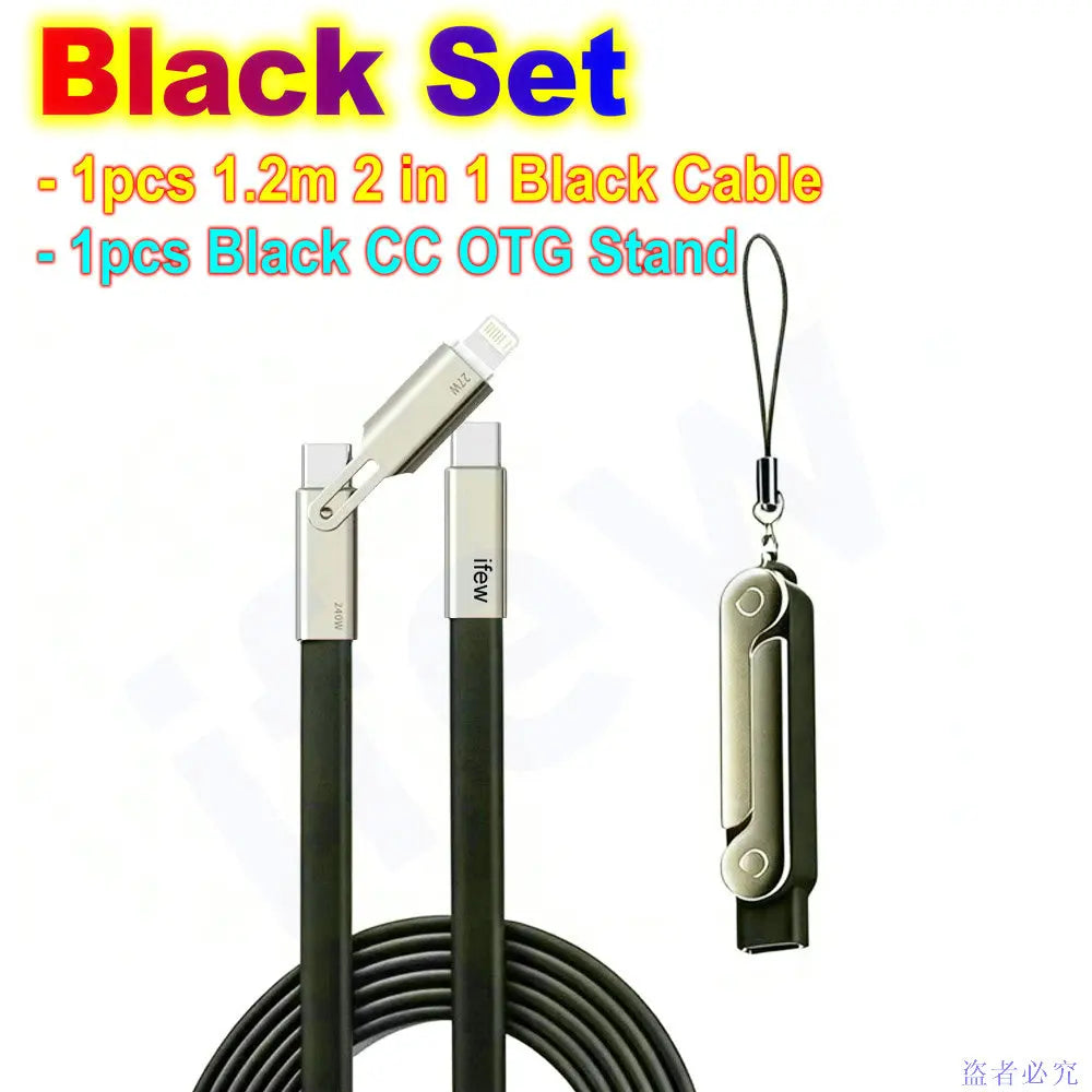 USB Type C Flat Phone Charger Fast Charging Cable C Kick Cable Stand Invisible Support Foldable Holder Charge Bracket For iPhone