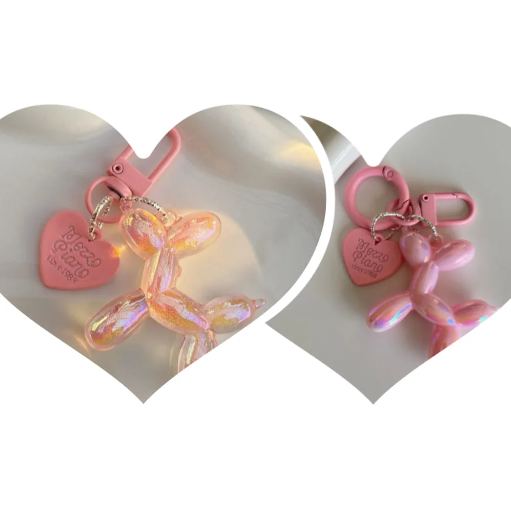 Cute Acrylic Cartoon Balloon Dog Keychains for Women Y2K Bag Pendant Couple Car Key Chains Jewelry Gift Decoration Accessories