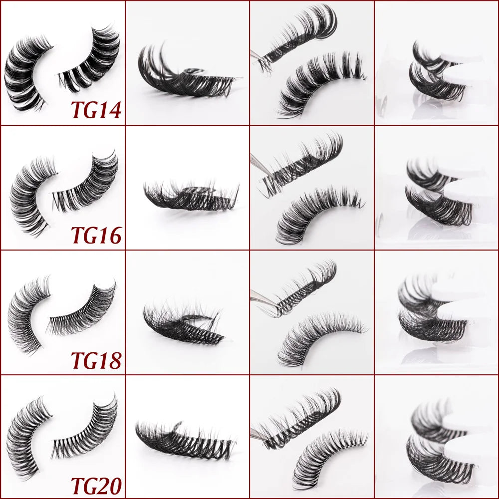 Yiernuo 1/5 Pairs Long Transparent Band Vegan Eyelash D Curl Russian Eyelashes Clear Band Lashes Invisible Band Lashes