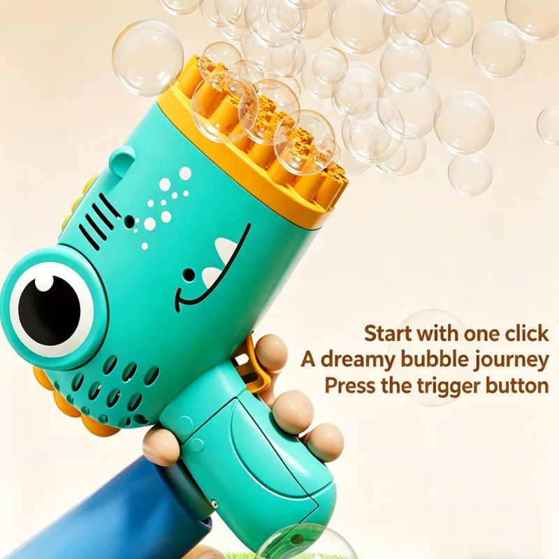 Kids 40 Hole Dinosaur Bubble Gun Toys Summer Soap Water Bubble Machine 2-in-1 Electric Bubble Machine For Children Gift Toys