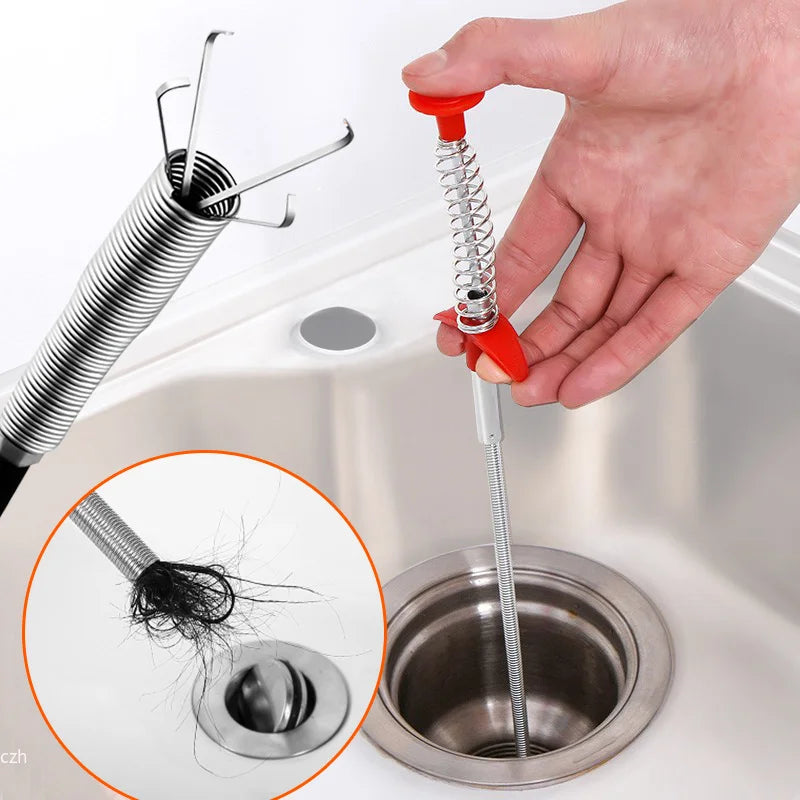 58-60cm Spring Drain Snake Pipe Dredging Tools Kitchen Clog Remover Bending Si Drain Cleaner Sticks Household Cleaning Tool