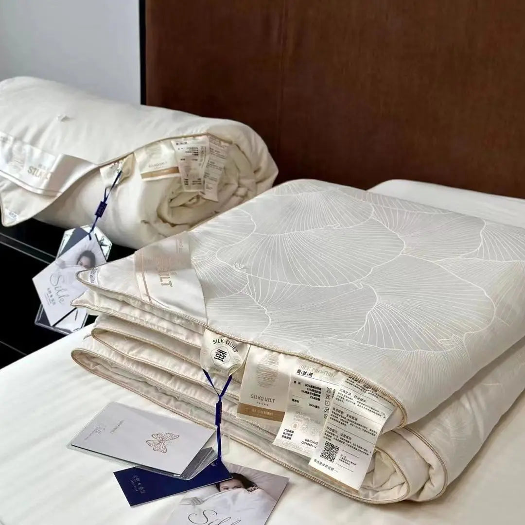 100% Natural Silk Quilt Lyocell Fiber Duvet Queen Size Summer Blanket White Luxury Jacquard Bedding Single Double Bed Comforter