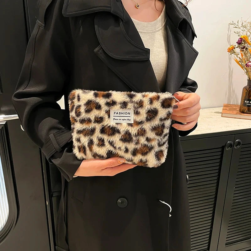 Leopard Print Makeup Bag | Soft Cotton Travel Toiletry Bag