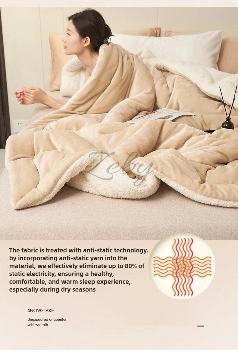 Spring Imitation Lambswool Multi-functional Blanket Queen Blankets for Bed Soft Plush Comfortable Milk Fleece Blanket for Throw