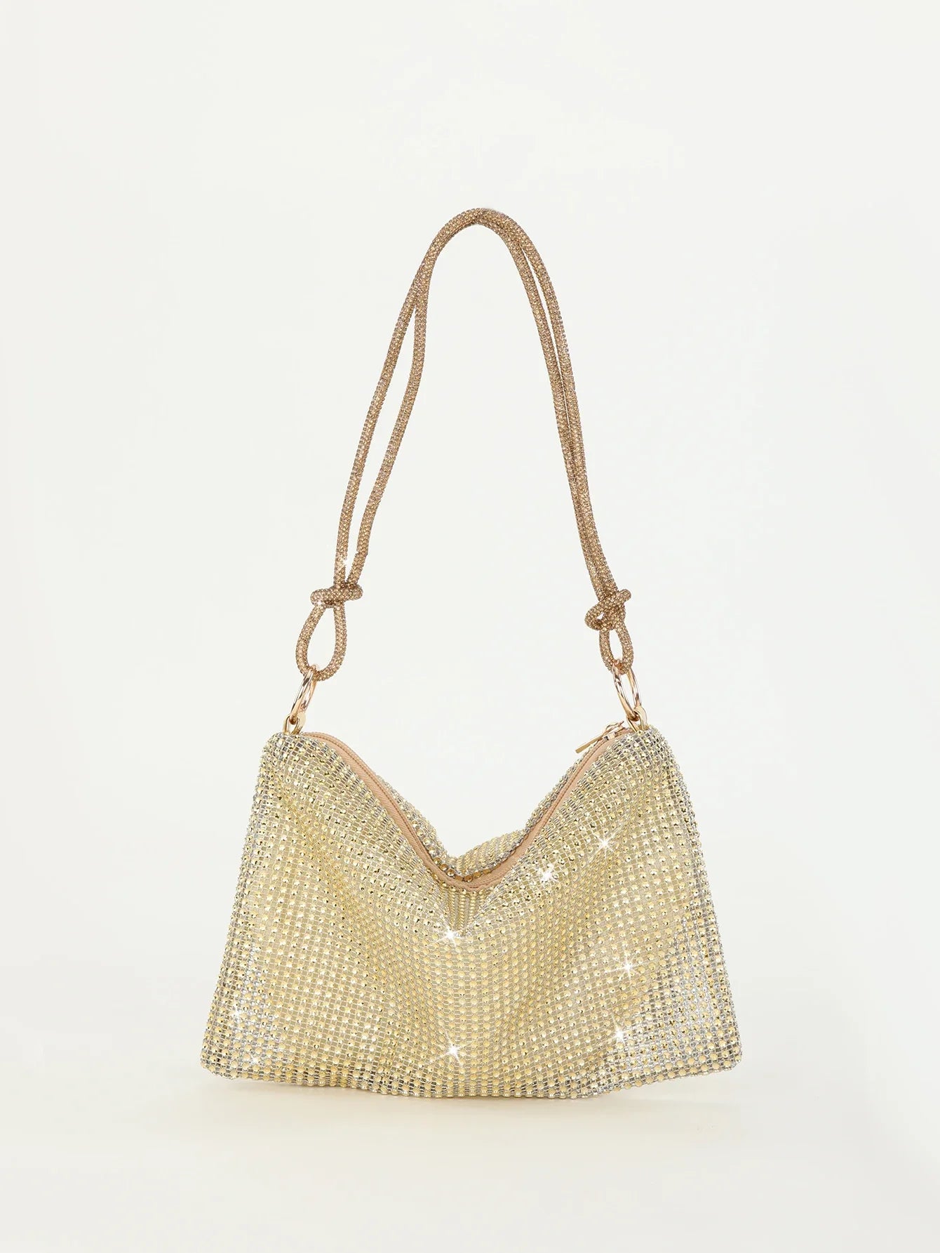 Shiny Rhinestone Woman Handbags | Underarm Crescent Evening Bag for Weddings, Parties & Gatherings (Sparkling Half Moon Purse)