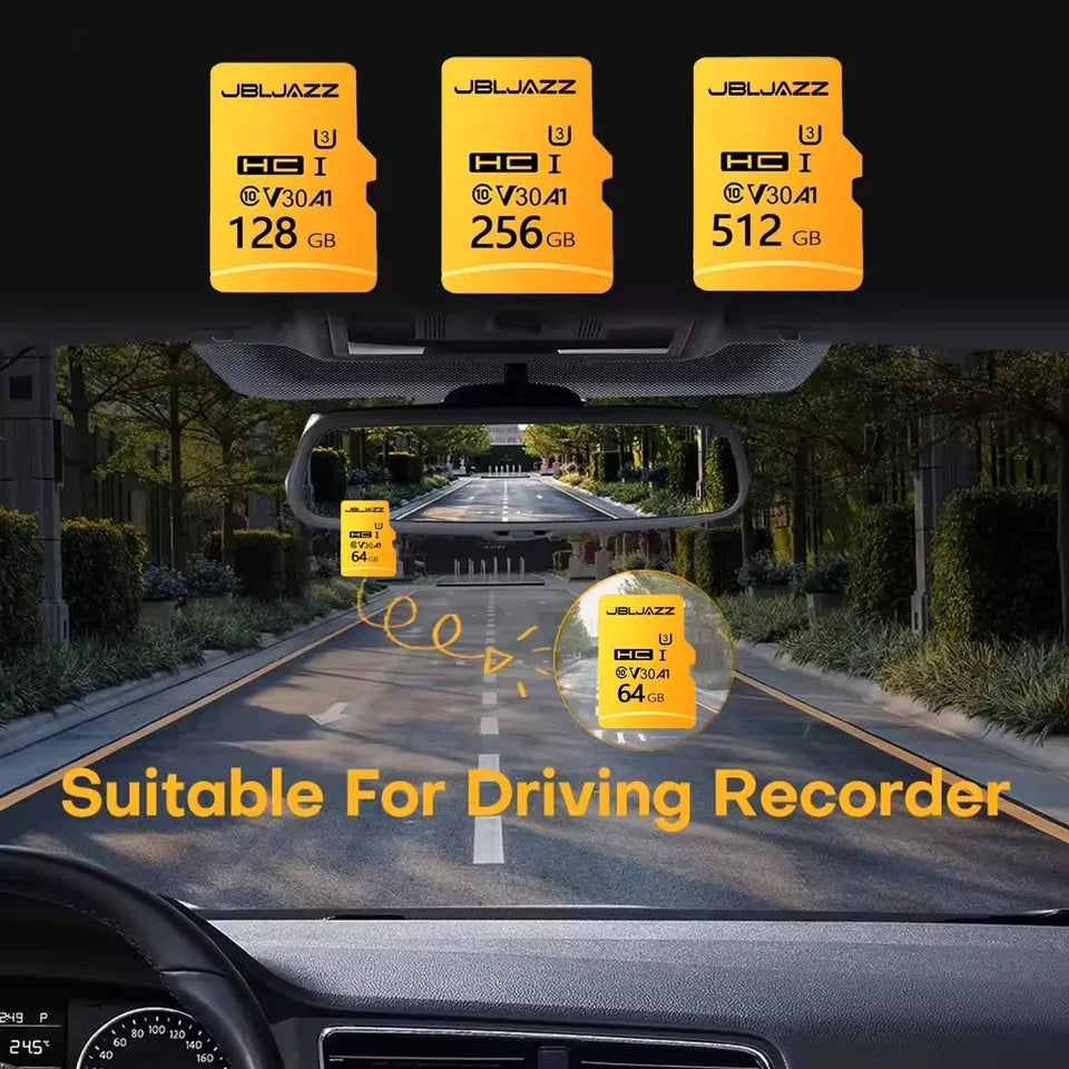 High Speed Micro TF SD Card 128GB 256GB Class 10 U3 V30 Up to 100MB/s for Camera Drone Driving Recorder Waterproof Memory Card