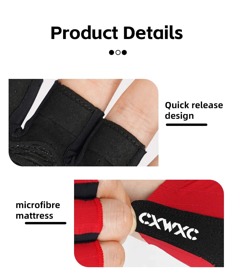 CXWXC Cycling Half Finger Gloves Men Women Breathable Anti-slip Glove Fitness Sport Training Gloves With Extended Wrist Guard