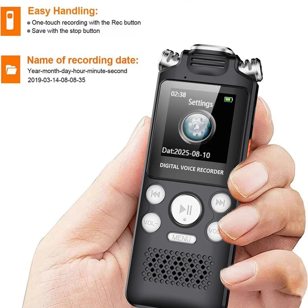 Professional Voice Activated Digital Audio Voice Recorder 8GB 16GB 32G Noise Cancelling Recording PCM Support OTG WAV MP3 Player