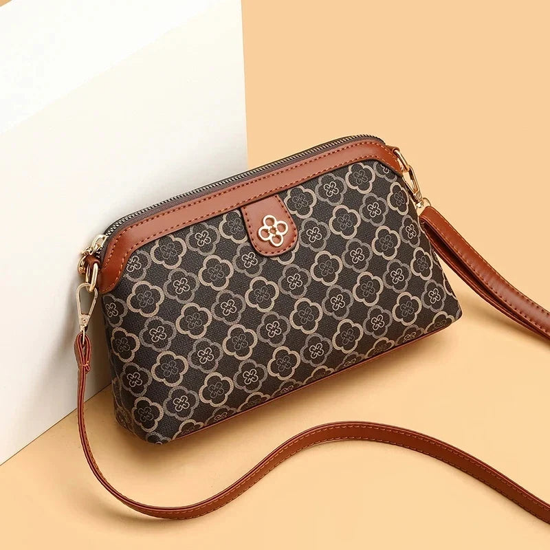 High Quality PU Leather Women's Small Crossbody Shoulder Bag | Luxury Handbag Lady Messenger Bag (Simple Shell Phone Satchels, Plaid Pattern)