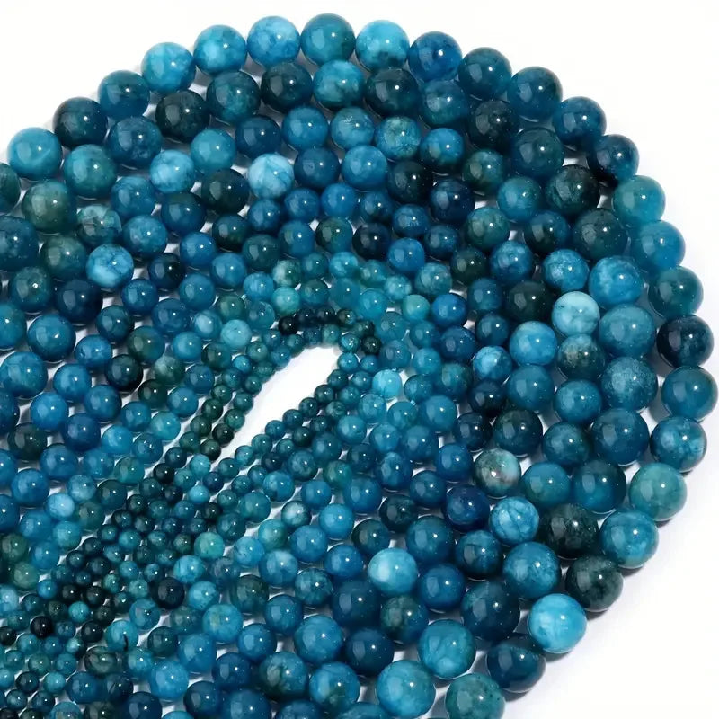1 Strand Natural Blue Apatite Stone Beads 4/6/8/10mm Round Gem Bead for DIY Bracelet Charms Jewelry Making Beaded Wholesale