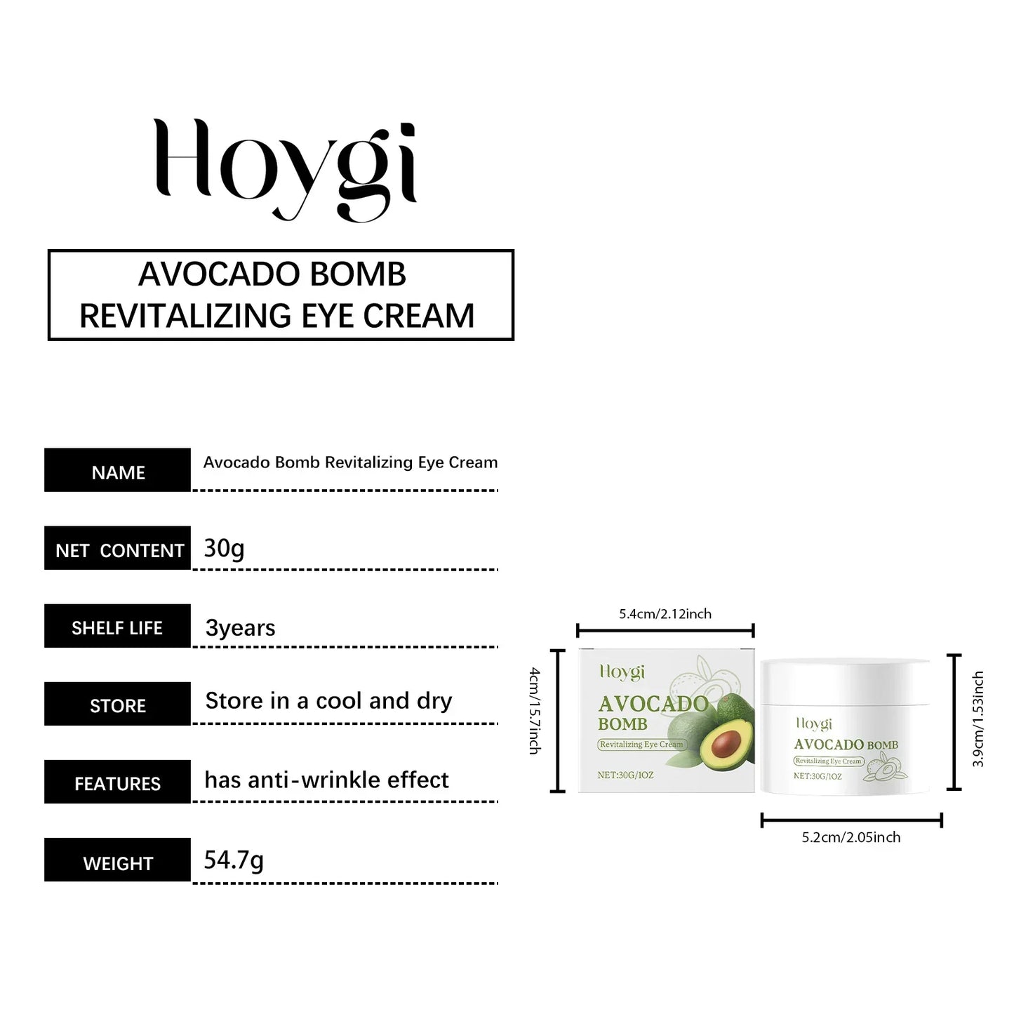 Avocado Eye Cream Fades Fine Lines & Wrinkles Firming Smoothing Eye Area Anti Puffiness Dark Circle Corrector for Youthful Eyes