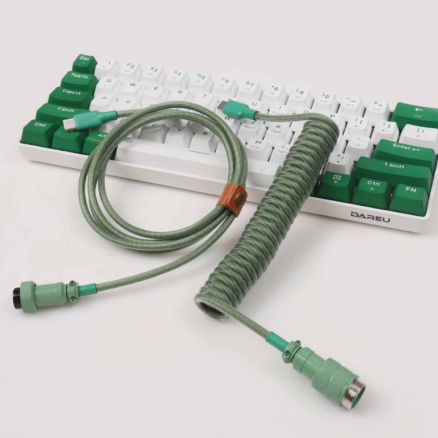 【LANO】Coiled Cable Braided Double-Sleeved Mechanical Keyboard detachable connector use Type-C to C Cable for Mechanical Keyboard