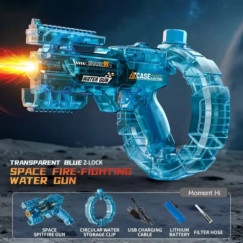 Children Energy Gathering Ring Electric Water Gun Led Emitting Automatic Continuous Water Squirt Gun Summer Outdoor Toy for Kids