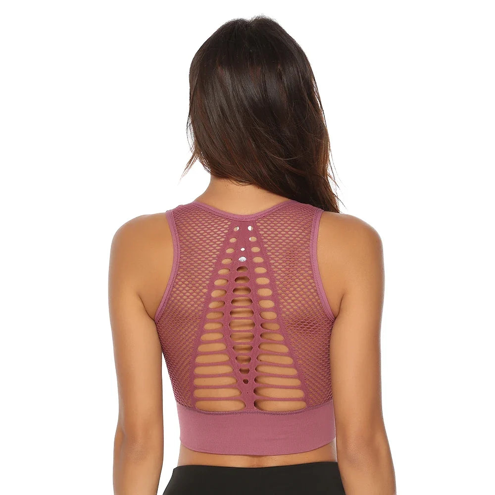 Hot Fitness Women's T-shirts Workout Sports Bra Yoga Vest Backless Solid Quick Dry Running Gym Sport bra Yoga Shirts Tank Top